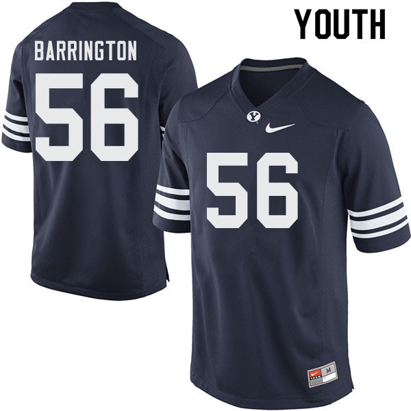 Youth #56 Clark Barrington BYU Cougars College Football Jerseys Sale-Navy